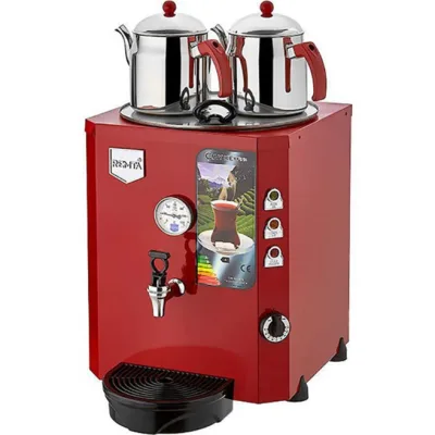 2 Demlikli Jumbo Çay Kazanı Makinesi 23 lt Şamandıralı (Şebekeden Su Alma) DE11T