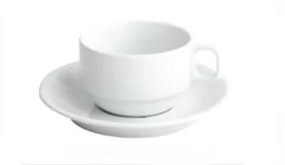 Porselen Bella Beyaz Tabaklı Çay Fincanı