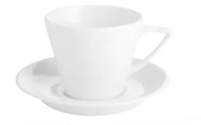 Porselen Beyaz Tabaklı Çay Fincanı 340Cc
