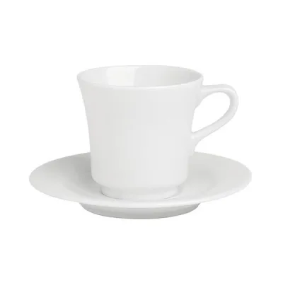 Porselen Bella Beyaz Tabaklı Çay Fincanı