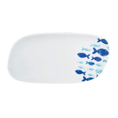 Porselen Deep Blue Desen1 Kayık Tabak 22