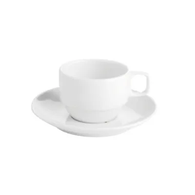 Porselen Bella Beyaz Tabaklı Çay Fincanı