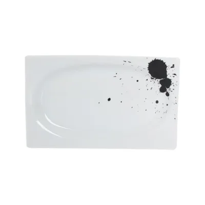 Porselen Black Touch Desen3 Kayık Tabak 