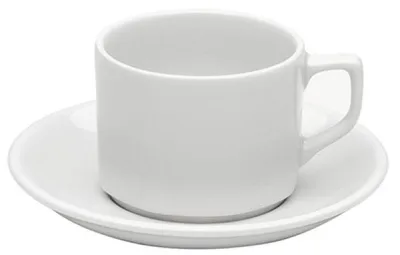 Porselen Lebon Beyaz Tabaklı Çay Fincanı