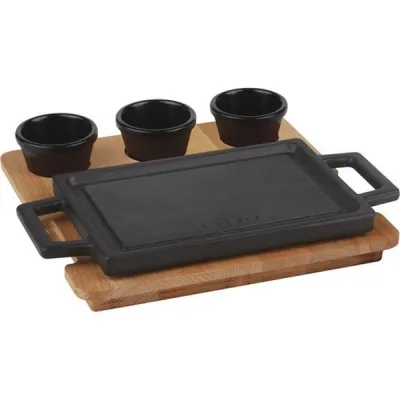 Ahşap Altlıklı Döküm Demir Dikdörtgen Hot Plate