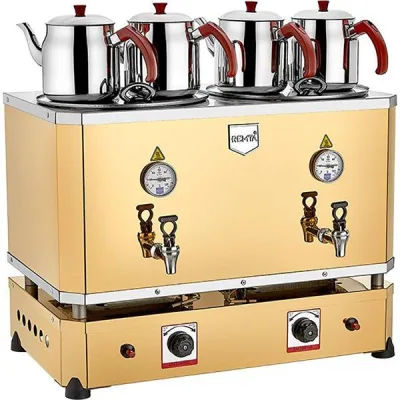 4 Demlikli Jumbo Çay Kazanı Makinesi 46 lt Gazlı + Elektrikli (Şamandıralı) N16(S)