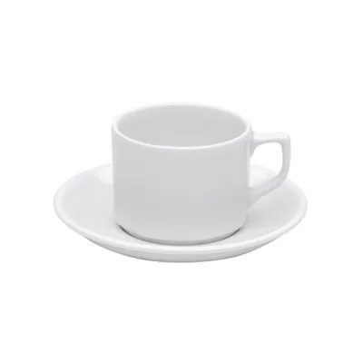 Porselen Lebon Beyaz Tabaklı Çay Fincanı