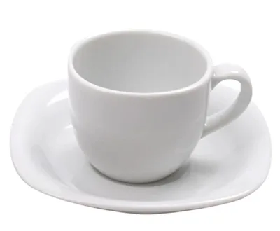 Porselen Paloma Beyaz Tabaklı Kahve Finc