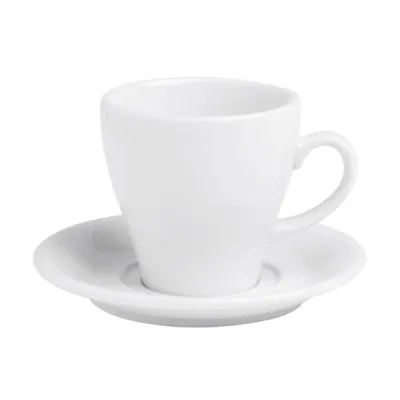 Porselen Bella Beyaz Tabaklı Çay Fincanı