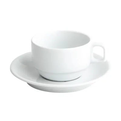 Porselen Bella Beyaz Tabaklı Çay Fincanı