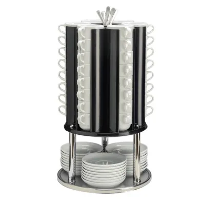 Metal Altlı Döner Tabak, Fincan, Kaşık Standı