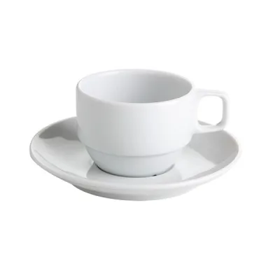 Porselen Bella Beyaz Tabaklı Çay Fincanı