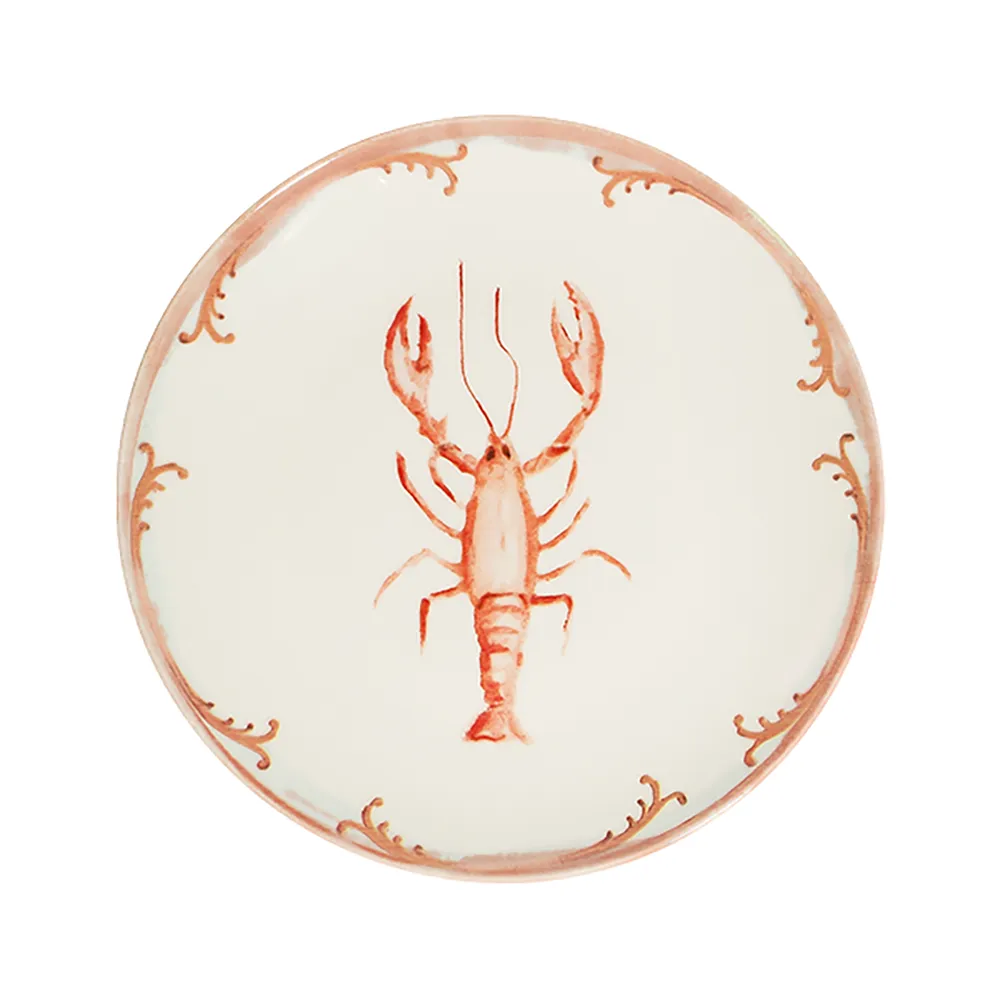 Lobster Coral Tuval Düz Tabak 28 cm