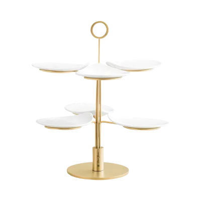 Clair Matte Gold 7Pcs Serving Stand Set