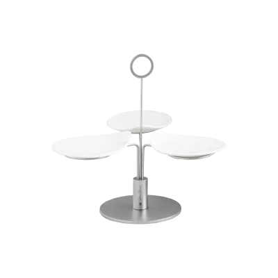 Clair Matte Silver 4Pcs Serving Stand Set