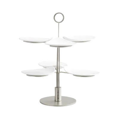 Clair Matte Silver 7Pcs Serving Stand Set
