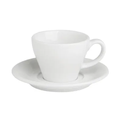 Porselen Bella Beyaz Tabaklı Çay Fincanı