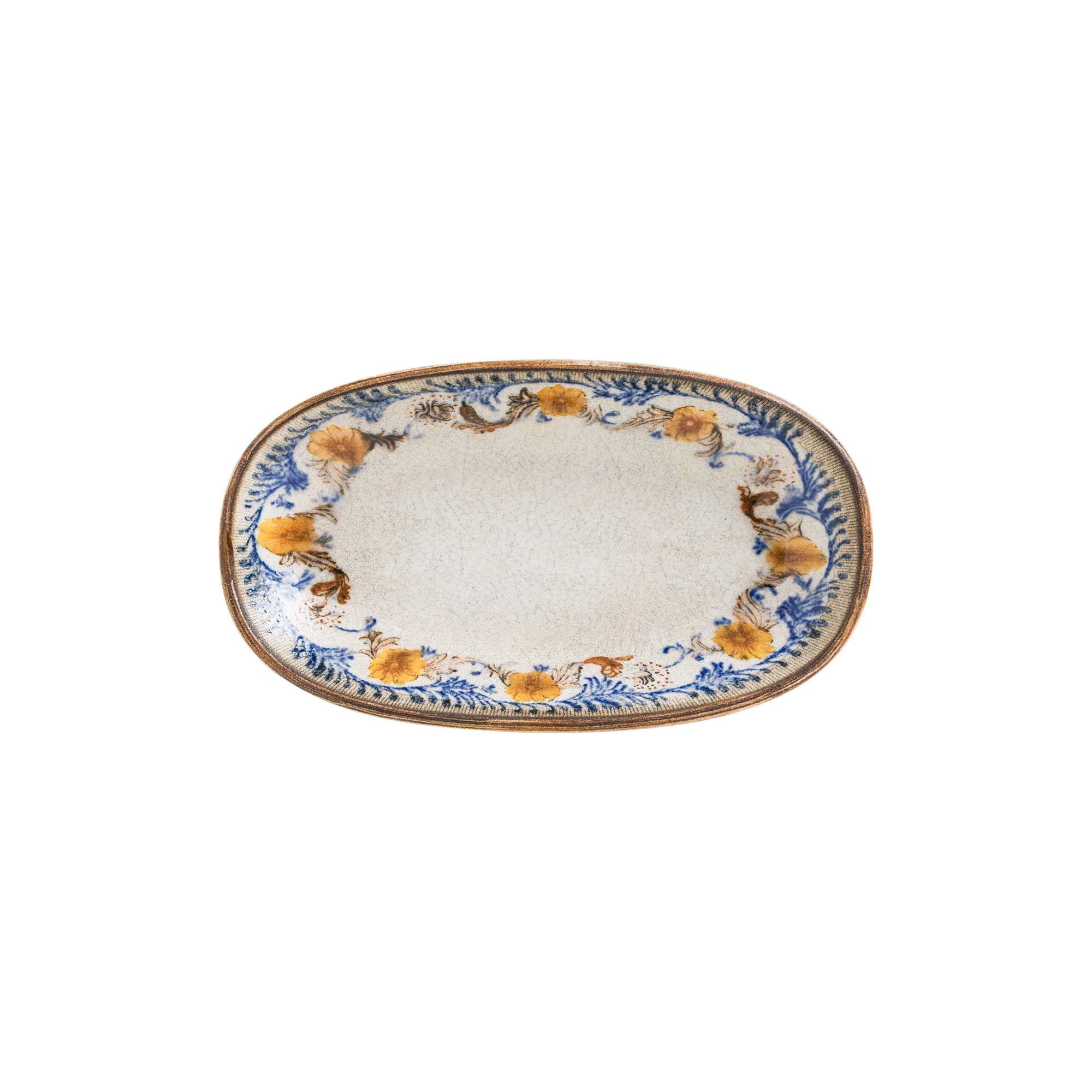 Retro Floral Gourmet Oval Plate 19*11 cm  200 cc