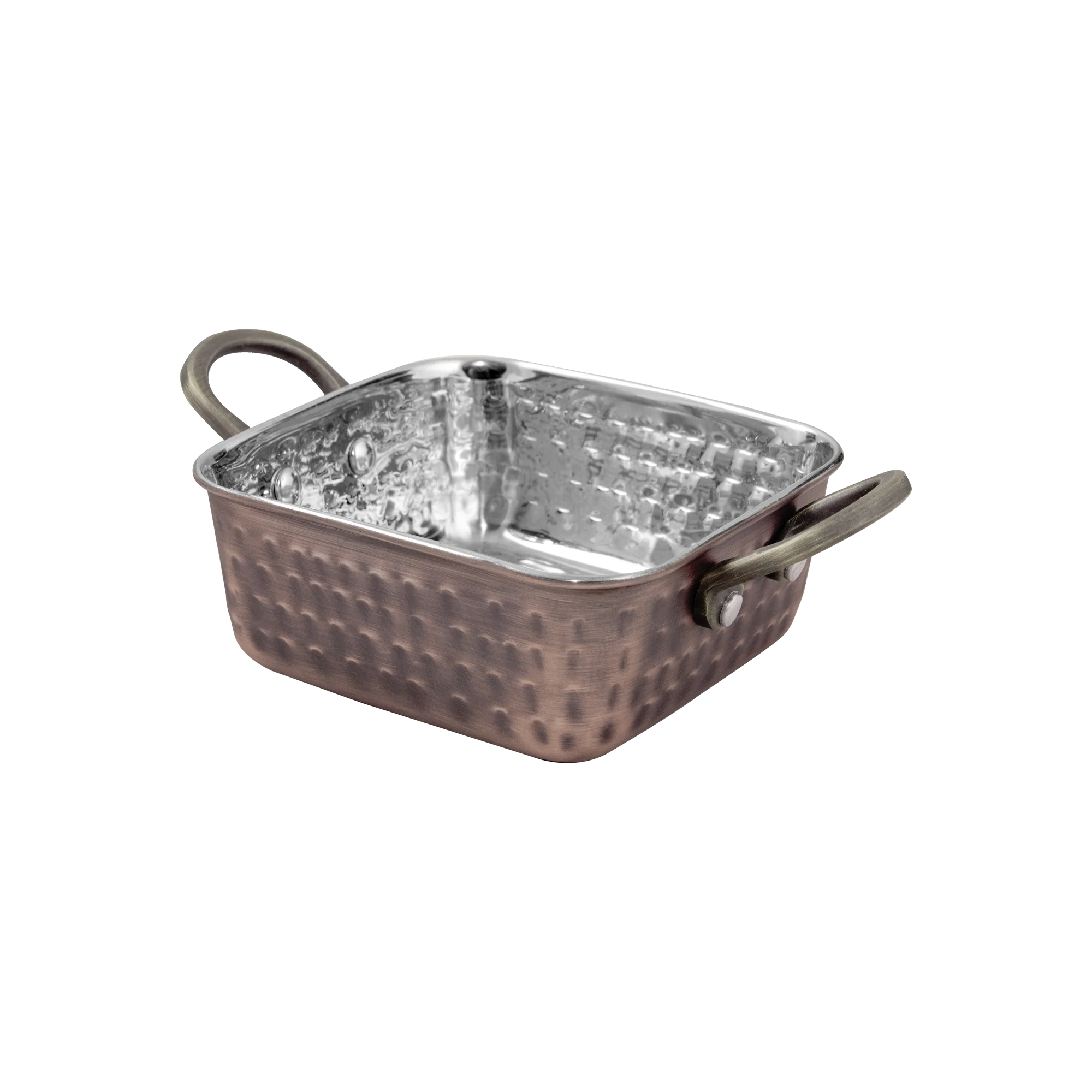 Copper Roaster Square with 2 Side Brass Handles - 13.75 x 5.25 cms - 800 ml