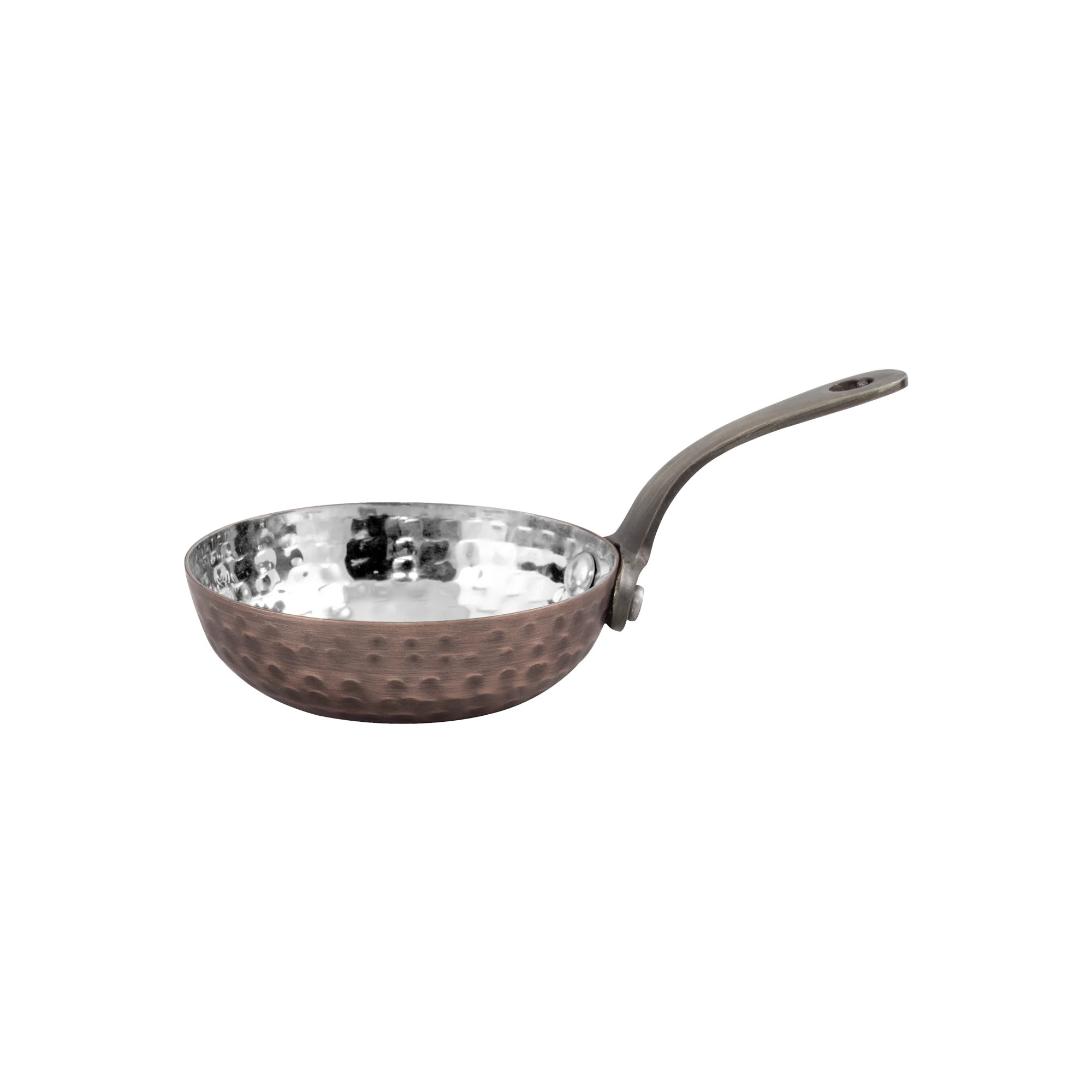 Copper Mini Bytes fry Pan with long Brass handle -7.5 x 2.50 cms - 80 ml