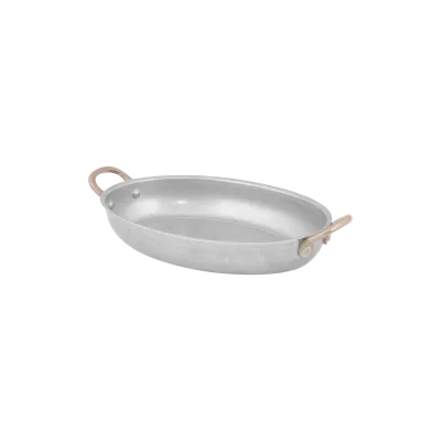 Antique Oval Fry Pan with 2 Side Brass Handles -30 x 21cm