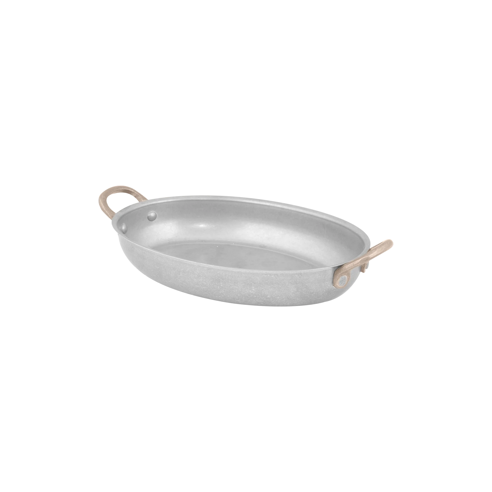 Antique Oval Fry Pan with 2 Side Brass Handles -33.5 x 23 cm