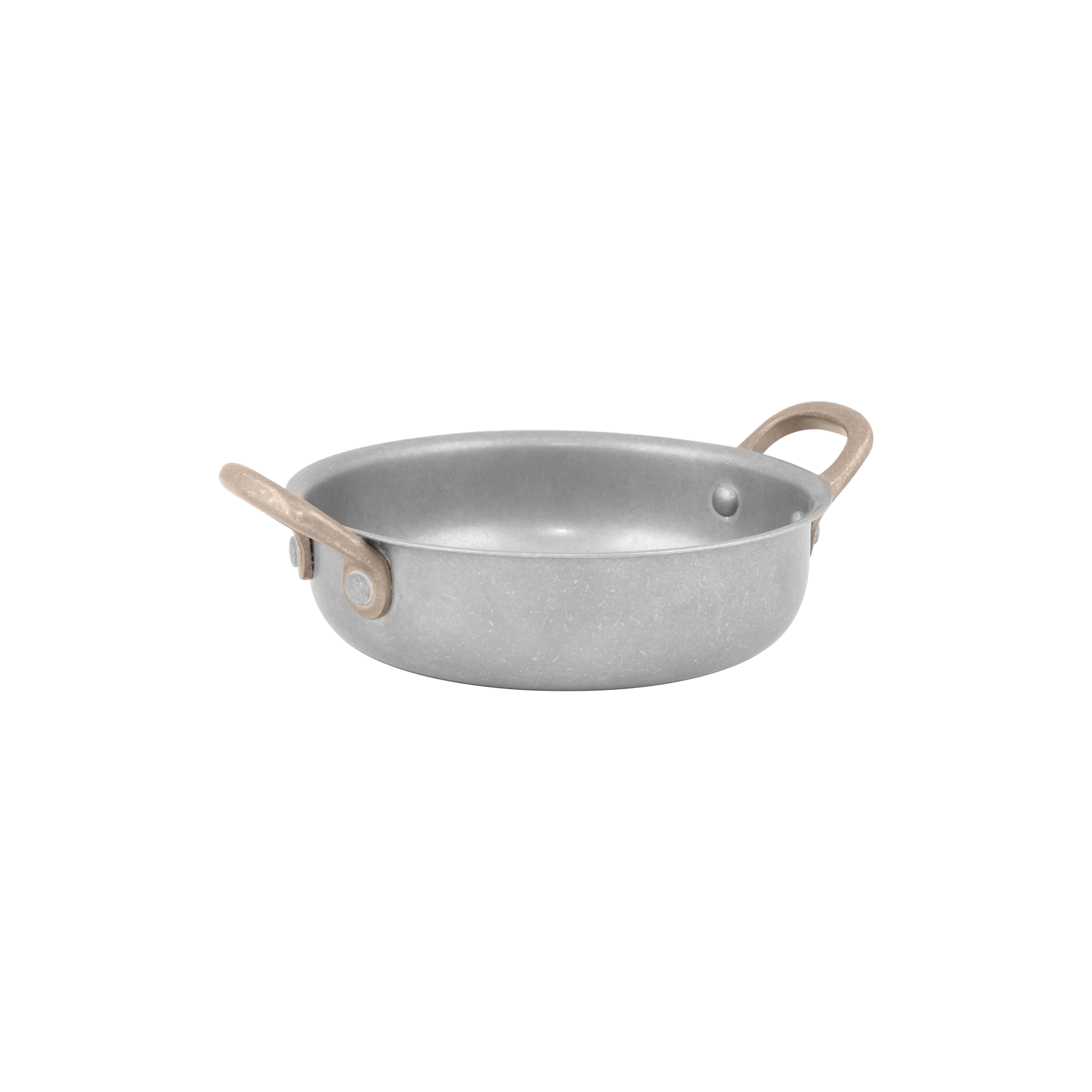 Antique Heavy Fry Pan - with 2 Side Brass Handles 15.5 x 4 cm - 600 ml