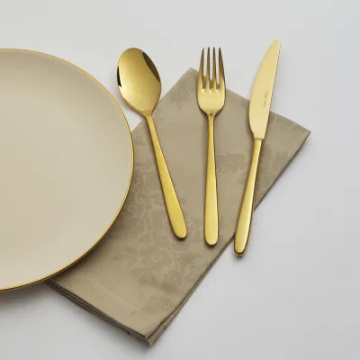 Hisar Side 18 Parça 6 Kişilik Çatal Kaşık Bıçak Takımı Titanyum Gold