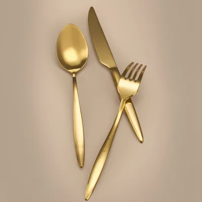 Hisar Mercury 30 Parça 6 Kişilik Çatal Kaşık Bıçak Takımı Titanyum Gold