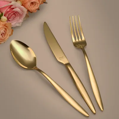 Hisar Mercury 72 Parça 12 Kişilik Çatal Kaşık Bıçak Takımı Titanyum Gold