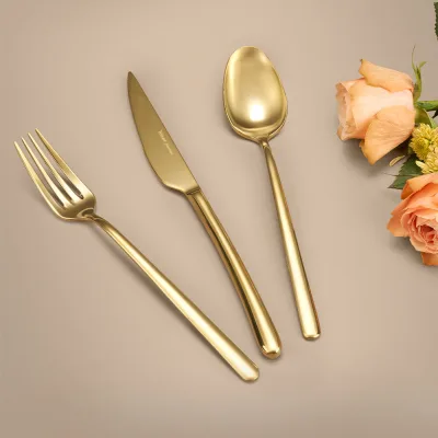 Hisar Bahama 84 Parça 12 Kişilik Çatal Kaşık Bıçak Takımı Titanyum Gold