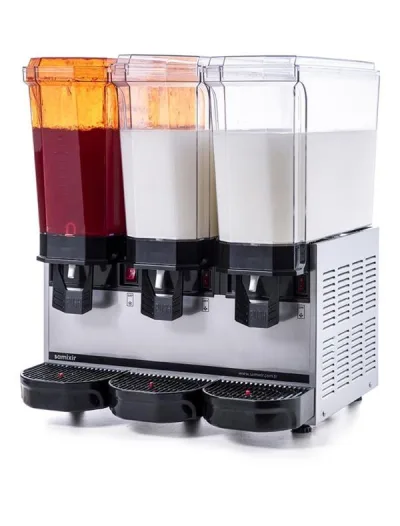 Klasik Triple Fıskiyeli+Fıskiyeli+Karıştırıcılı Soğuk İçecek Dispenseri 20+20+20 Litre Inox 60.SSMI